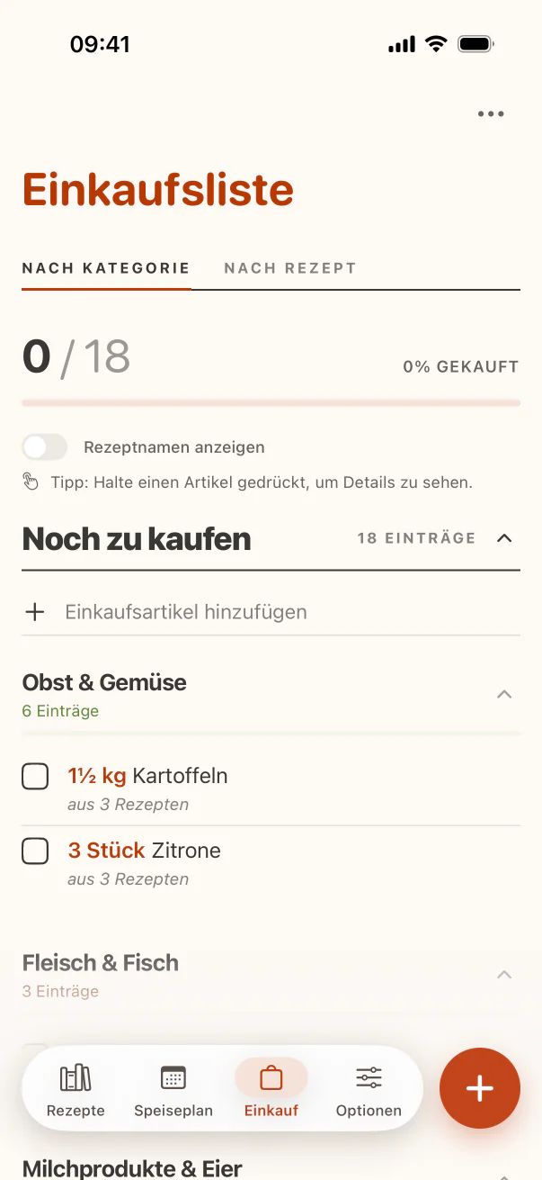 Einkaufslisten auf dem iPhone