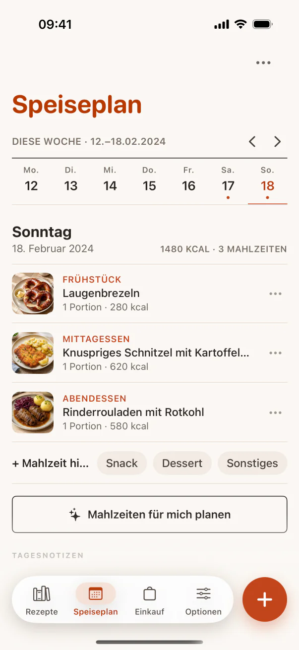 Wochenplan auf dem iPhone