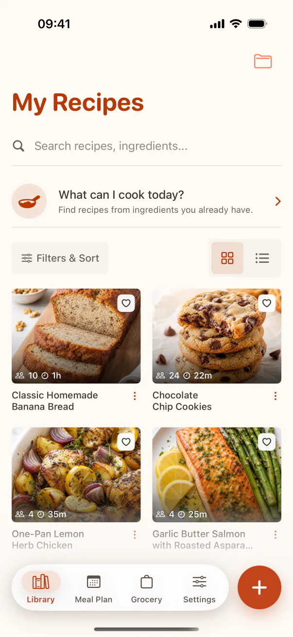 CookClip recipe library on iPhone