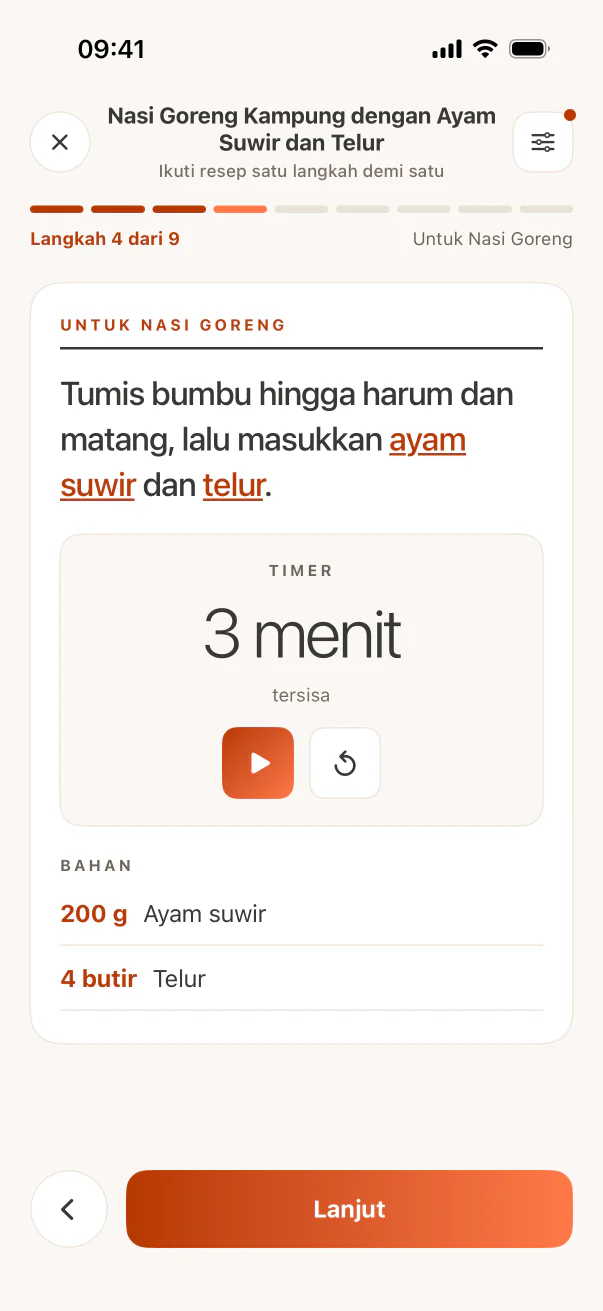 Mode Masak CookClip dengan langkah memasak