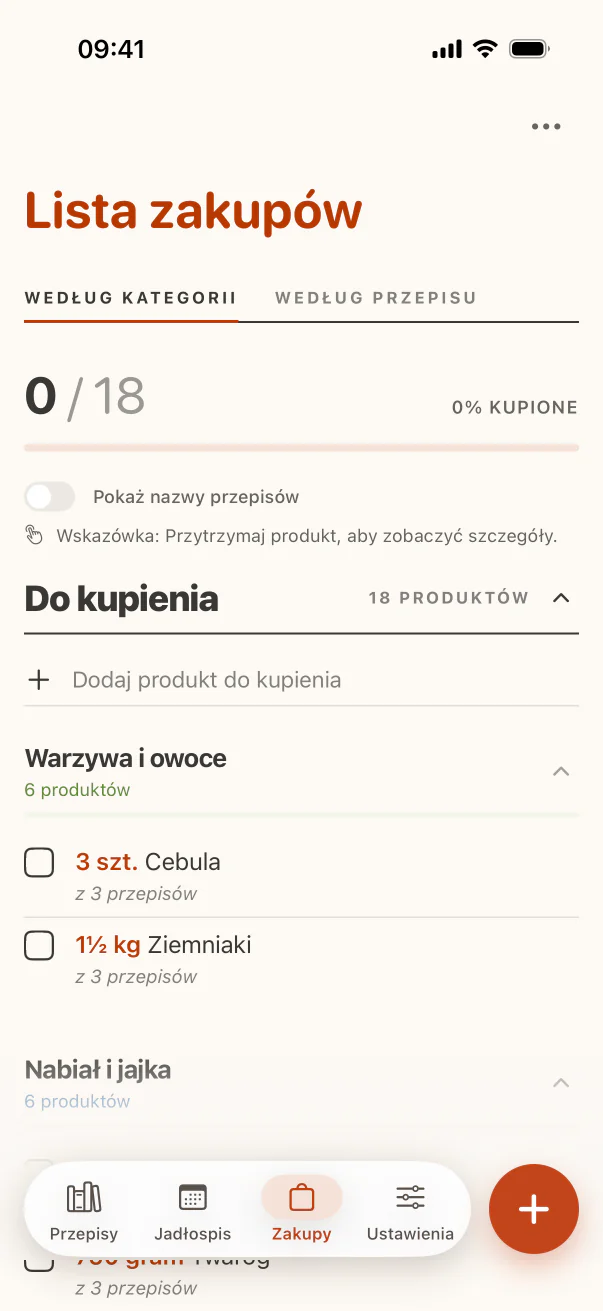 Listy zakupów na iPhone