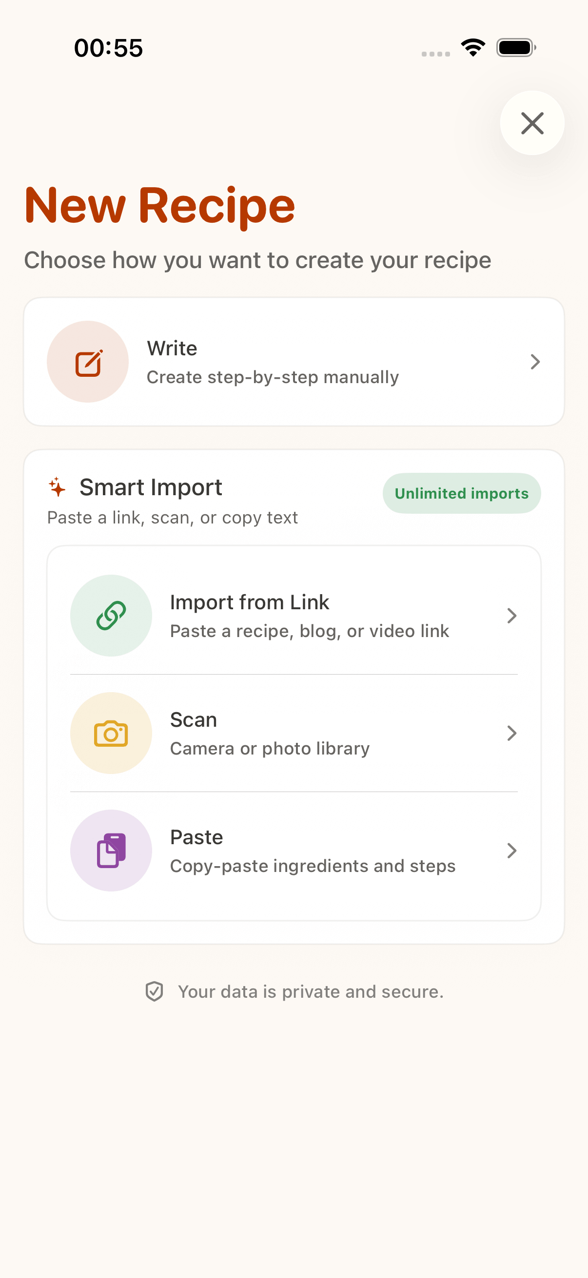CookClip importing a family recipe from a photo, note, or link