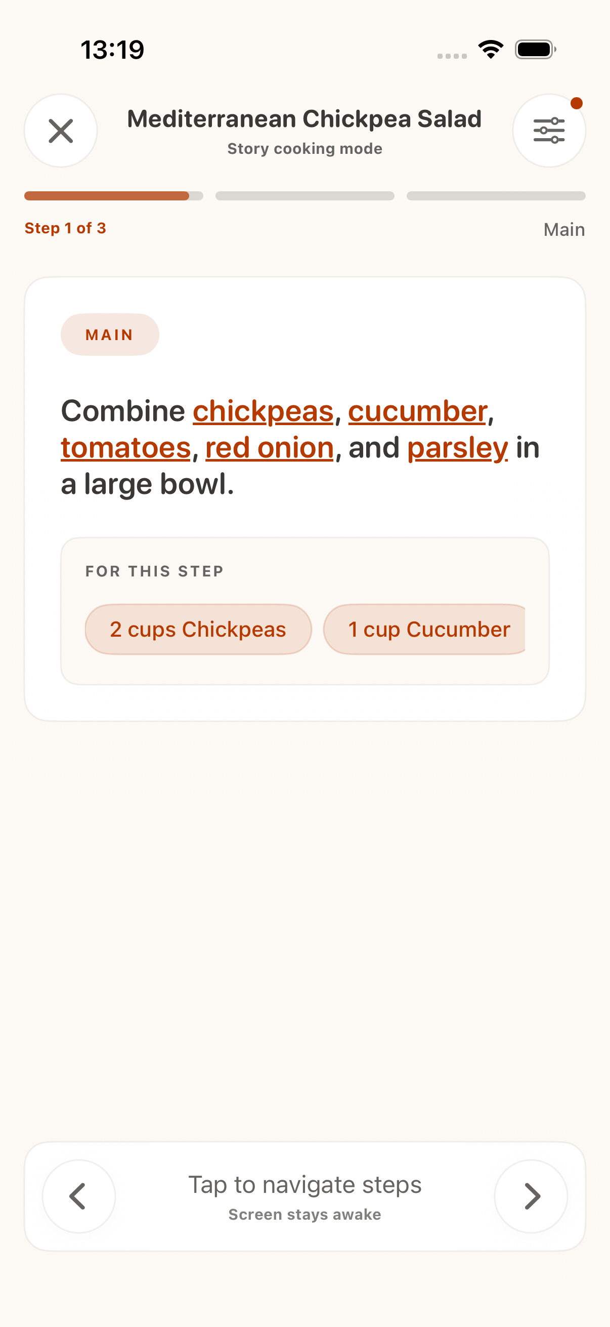 CookClip step-by-step cooking mode