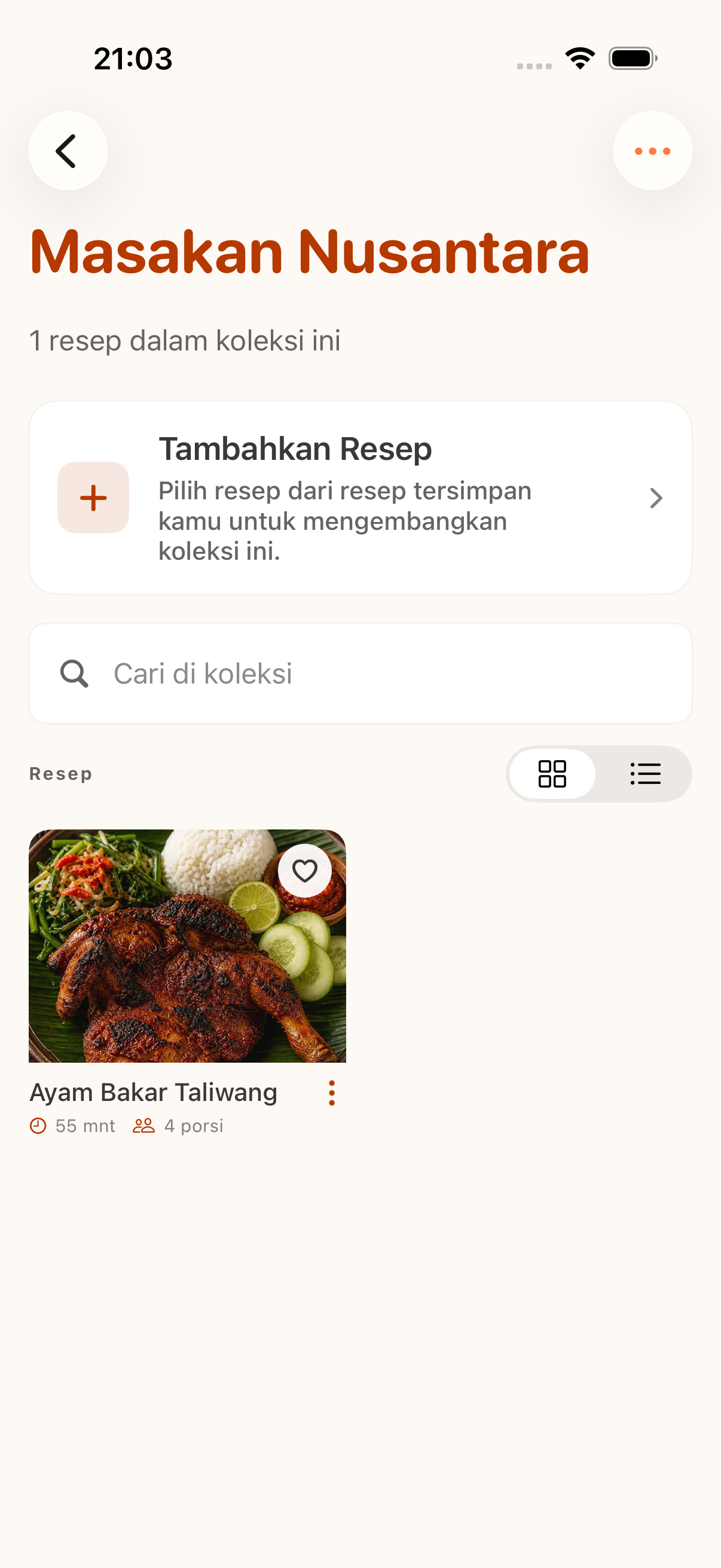 Resep di dalam koleksi CookClip