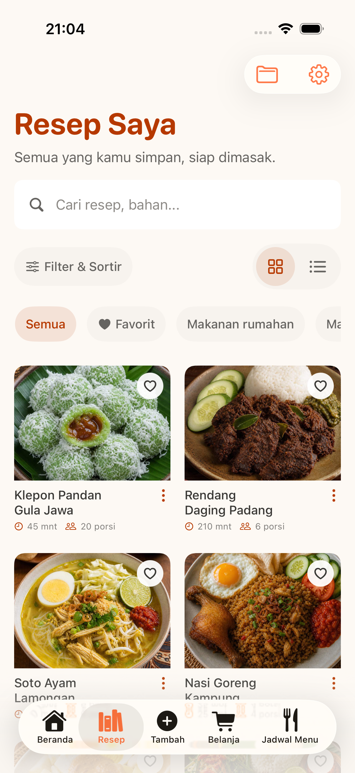 Library resep yang bisa dicari di CookClip